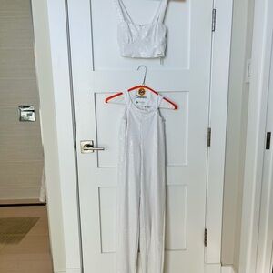 Chic White Sequin Women's Pajama Set